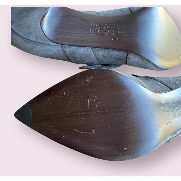 Stuart Weitzman Stiletto Pointed Toe Grey Suede Heels Pumps Sz 7.5 - Picture 12 of 13